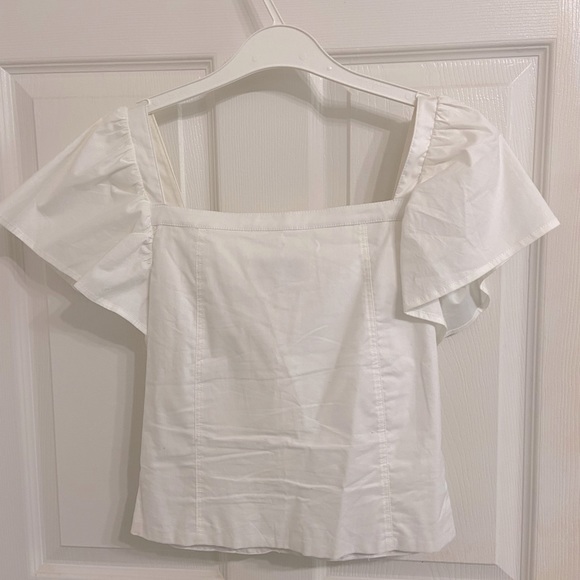 Pixie Market White Top with Ruffle arms size Small - Picture 3 of 4